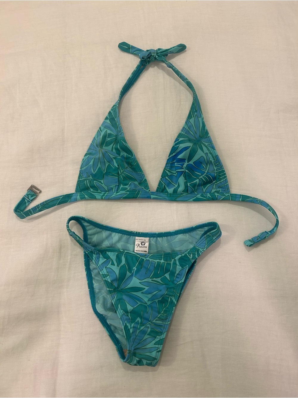 Pualani Teal Tropical Print Bikini Bottom